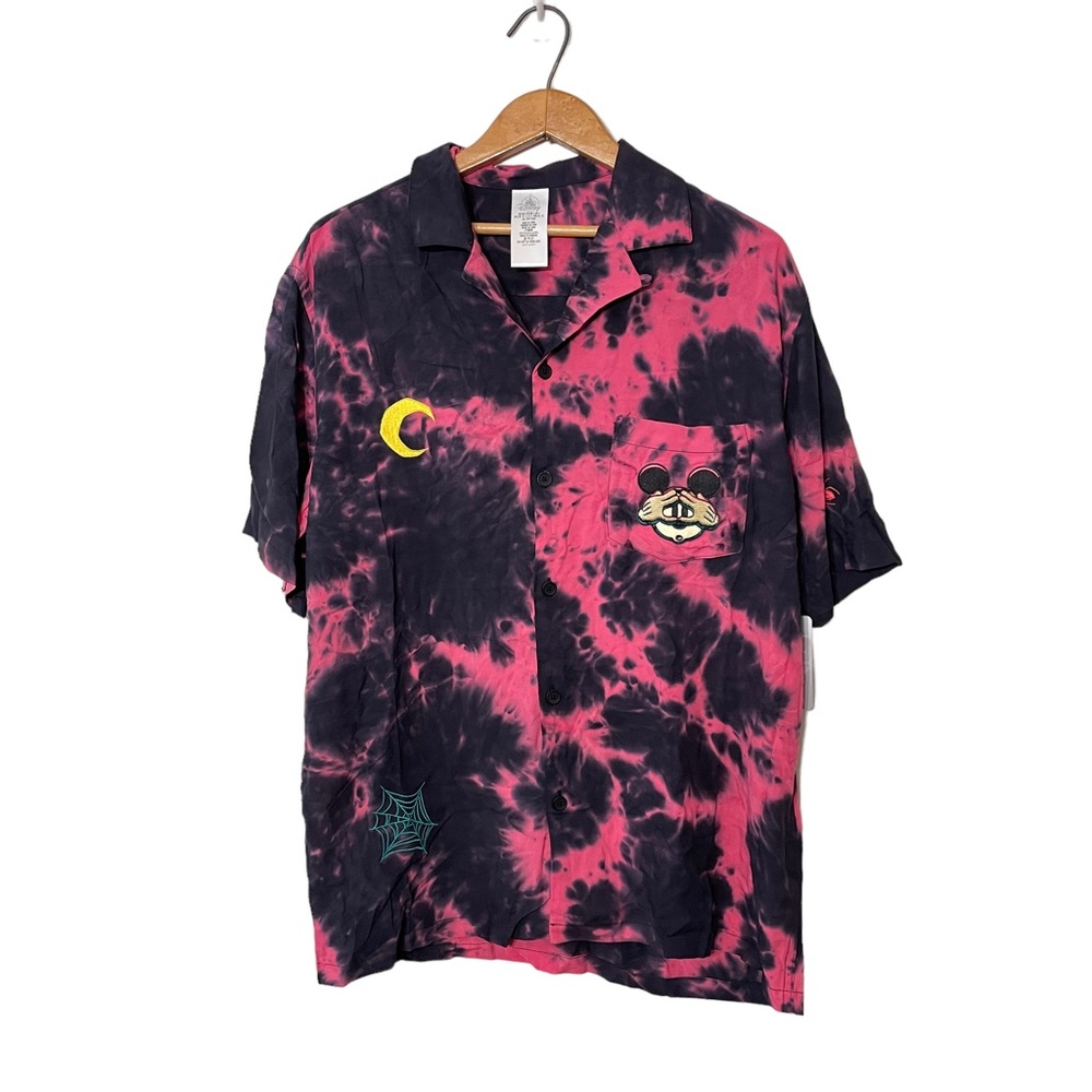 NWT Disney Men's Tie-Dye Graphic Shirt - Pink and Black
